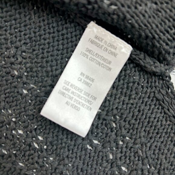 THEORY Open Stitch Knit Cardigan Coat Medium Heavy Cotton Drape Black - Picture 7 of 8